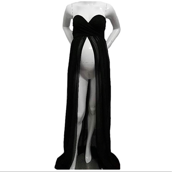Hopever! Dresses & Skirts - Maternity Split Front Sheer Chiffon Maxi Gown Hopever! Dresses & Skirts - Maternity Split Front Sheer Chiffon Maxi Gown